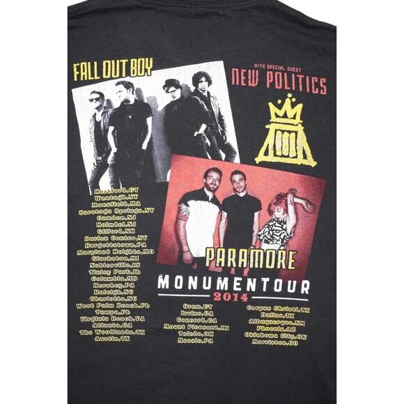 Fall Out Boy x Paramore x New Politics Monumentour 2014 Band Tee – Size S - Picture 3 of 4